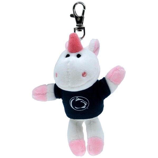 keychain, plush stuffed unicorn wearing Penn State Athletic Logo shirt